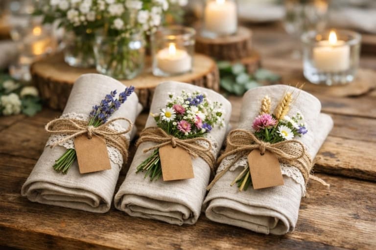 découvrez des idées originales et tendance pour décorer vos serviettes de mariage champêtre en 2025, alliant charme naturel et élégance rustique.
