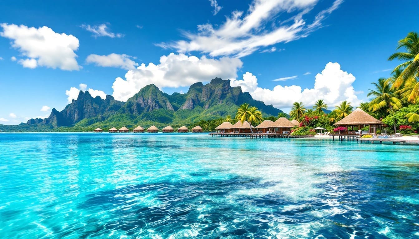 découvrez bora bora, le paradis des amoureux, pour un voyage de noces inoubliable. plages de sable fin, lagons turquoise et paysages à couper le souffle vous attendent pour célébrer votre amour main dans la main dans ce cadre idyllique.