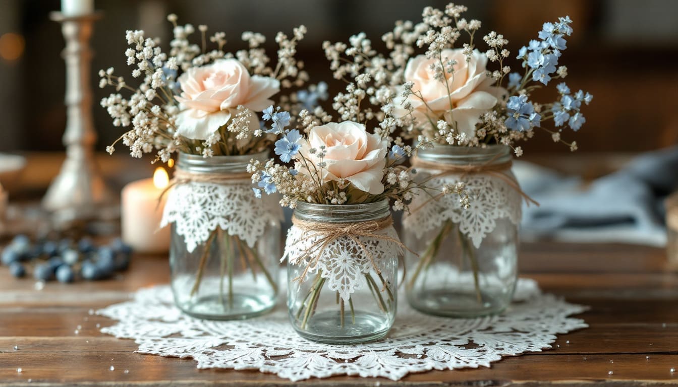 Centre de table DIY pour mariage économique avec fleurs séchées